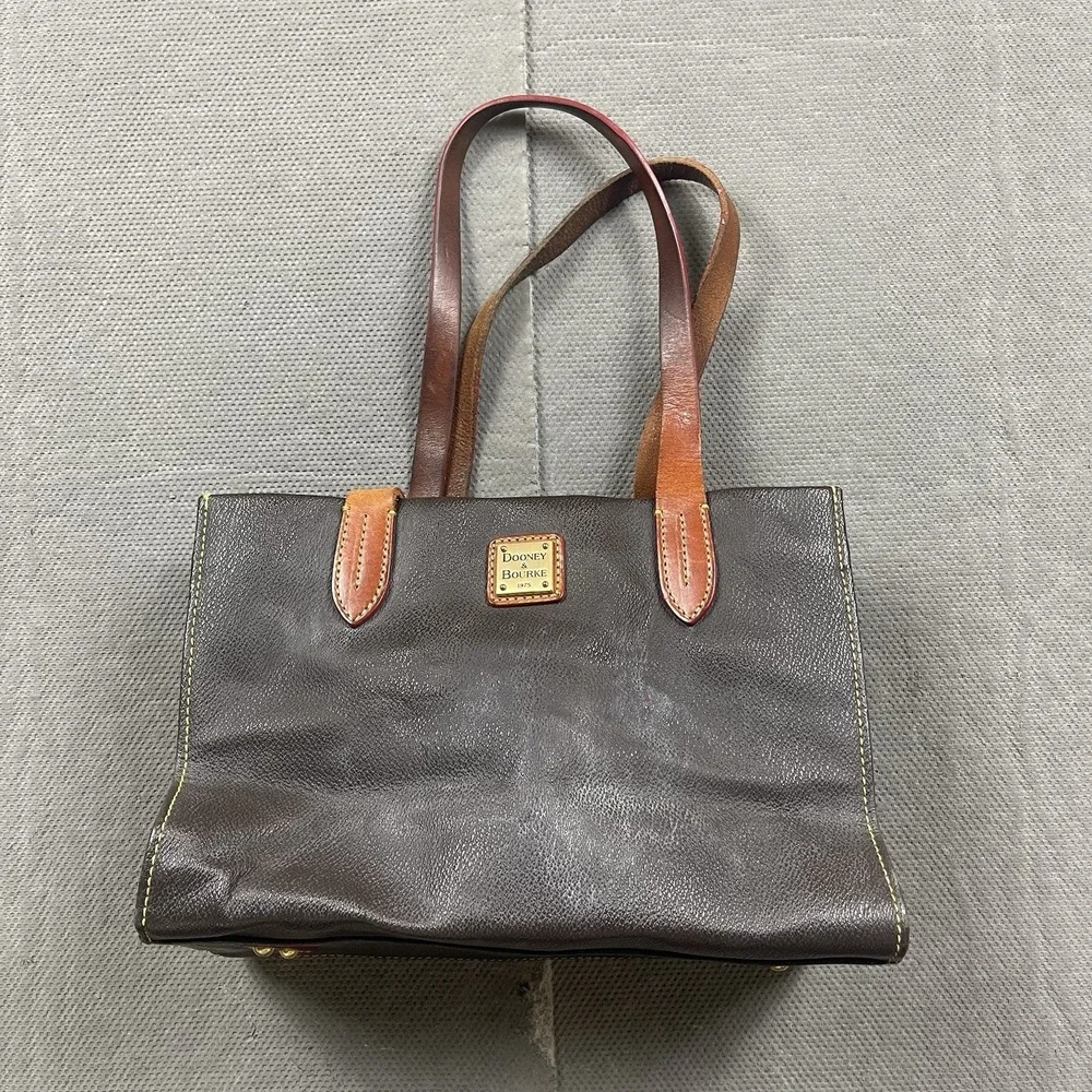 Dooney & Bourke Small Shopper Tote Bag Brown Leather Smal Pebbles Brown Handles